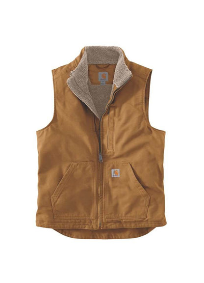 Carhartt Washed Duck Lined Mock Neck Vest Brown - NatureLife